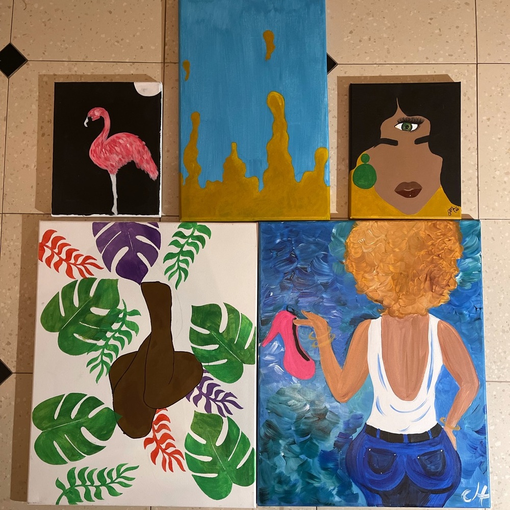 Hand drawn canvases.